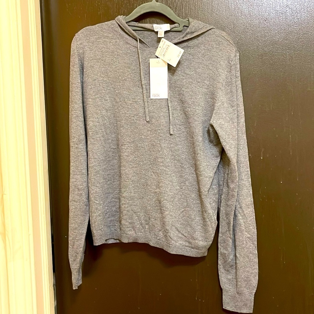 Nordstrom Rack Heather Grey Gray Light Thin Hoodie Pullover Small